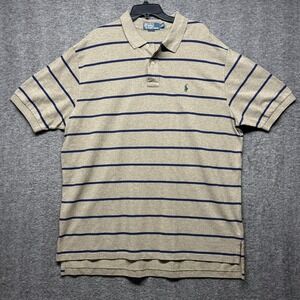 Polo‎ Ralph Lauren XXL Striped Polo Shirt Tan Navy Blue Classic Fit